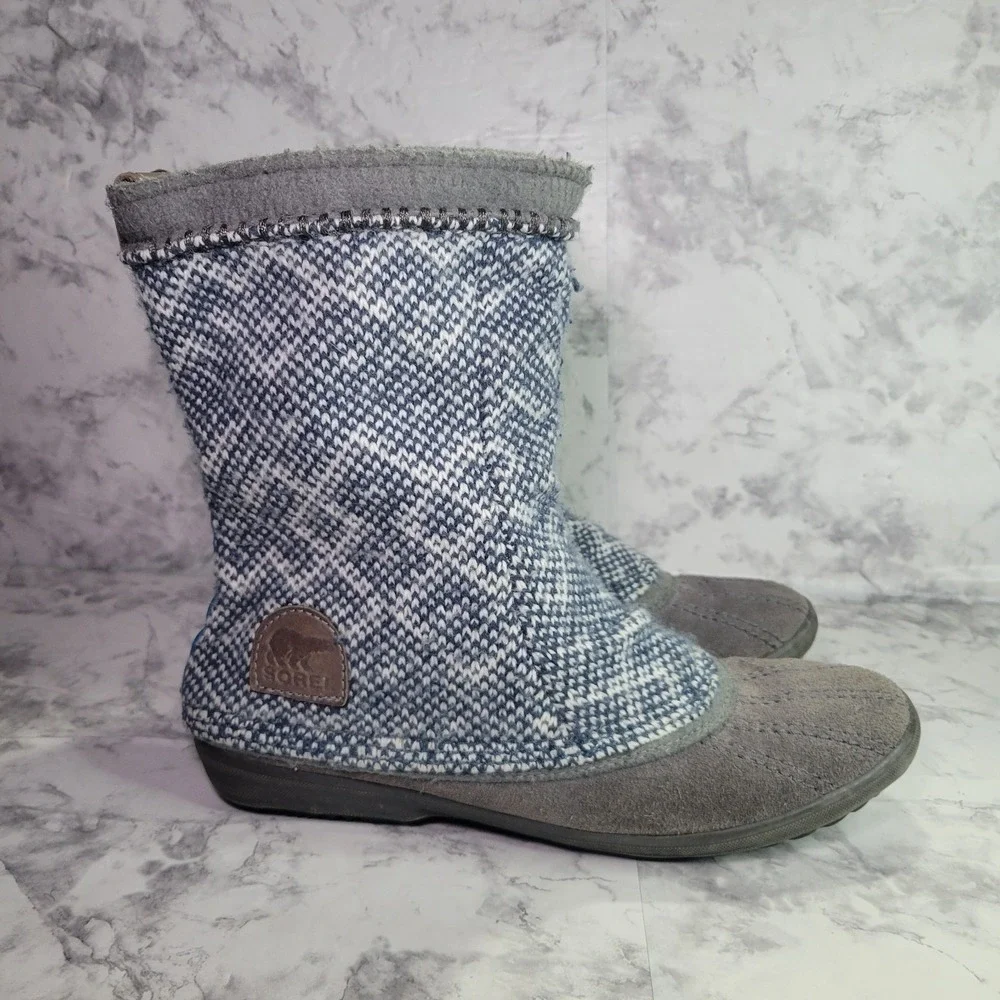 Sorel Tremblant Boot Women's Size 9 Blue Gray‎ Knit Waterproof